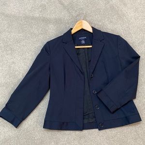Ann Taylor crop blazer stretch navy blue size 2